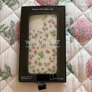 Wildflowers White Floral iPhone 13 Pro Max Case with Pink Blossoms
